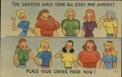 Girls in Sweaters Comic, Funny Postcard Postcard Postcard