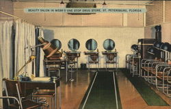 Beauty Salon in Webb's One Stop Drug Store Postcard