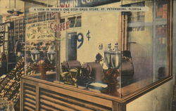 A View In Webb's One Stop Drug Store - Coffee Roasting St. Petersburg, FL Postcard Postcard Postcard