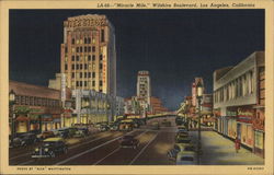 Miracle Mile, Wilshire Boulevard Los Angeles, CA Postcard Postcard Postcard