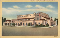 Auditorium and Fire House Postcard