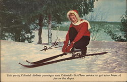 COLONIAL AIRLINES Ski-Plane Service Canada Airline Advertising Postcard Postcard Postcard