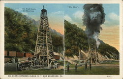 Oil Scene Between Olean, NY and Bradford, PA Oil Wells Postcard Postcard Postcard