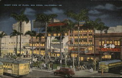 Night View of Plaza San Diego, CA Postcard Postcard Postcard