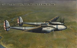 Lockheed P-38 Interceptor Pursuit Plane Army Postcard Postcard Postcard