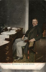 President Theodore Roosevelt in his Office Postcard