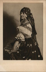 Czechoslovak folk art - Woman in Czech Peasant Costume Postcard