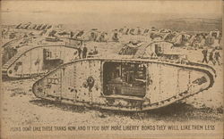 Huns Don't Like These Tanks World War I Postcard Postcard