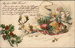 Santa in White Robe "My dear little Friend" Santa Claus Postcard Postcard