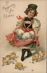 All happiness for Easter With Chicks Postcard Postcard