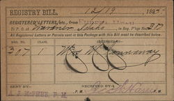 Registry Bill from Post Office Department at Wardner, Idaho Postal Cards Postcard Postcard