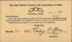 The Odd Fellows' Funeral Aid Association of Idaho Fraternal Postcard Postcard