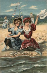 Two women on the beach Swimsuits & Pinup Postcard Postcard