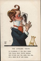 The Love-Sick Youth Caricatures Postcard Postcard