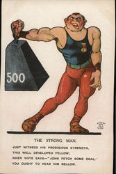 Body Builder Caricature Holding 500-pound Weight Postcard