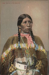 Native American Woman with Braided Hair Wearing Colorful Outfit Native Americana Postcard Postcard