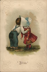 "Bliss" - Children kissing Postcard Postcard