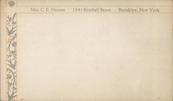 Mrs. C.E. Hansen Stationary Postcard