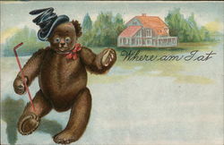 Wandering Bear Wearing Crumpled Top Hat Bears Postcard Postcard