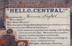 Sunday School Telephone Exchange - Rally Day Notification Card Postcard