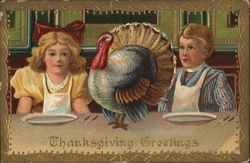 Thanksgiving Greetings Children Postcard Postcard