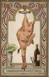 Cleaned Turkey Posed Near Wine Bottle Turkeys Postcard Postcard