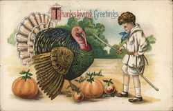 Thanksgiving Greetings Children Postcard Postcard