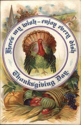 Here's My Wish - Enjoy Every Dish Turkeys Postcard Postcard