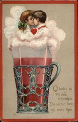 O lucky is the one who sips the nectar from thy ruby lips Couples Postcard Postcard