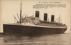 S.S. "Ile-de-France" Postcard