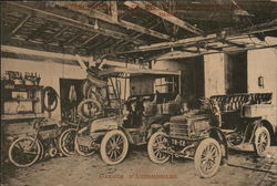 French, Automobile garage, Electric Cars France Postcard Postcard