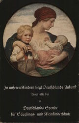 German Woman and Small Children Postcard