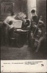 Three Women at Piano, Man Playing Cello Performers & Groups Postcard Postcard