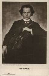 Jan Kubelik in Suit Holding Violin Postcard