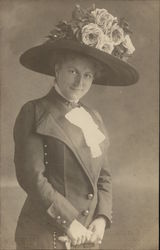 Klára Küry? Woman Wearing Suit and Large Hat with Flowers Postcard