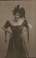 Woman with hat Postcard