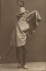 Costumed Man Wearing Hat, Cape and Tights Actors Postcard Postcard