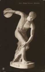 Sculpture Nude Man Throwing Discus Sculpture & Carving Postcard Postcard