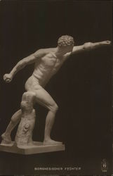 Sculpture of Nude Man Posed with Arm Extended Postcard