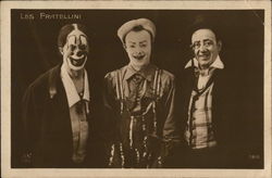 Three Men in Clown Costumes - Les Fratellini Postcard