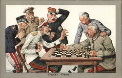 Rare Germany and Austria against Allies in Chess World War I Postcard Postcard