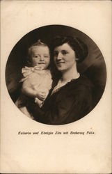 Queen Zita with heir-apparent Felix Royalty Postcard Postcard