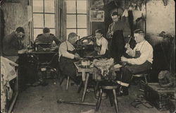 Tailors Men Working at Sewing Machines, Table Postcard