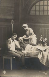 Nurse treating wounded soldiers Postcard