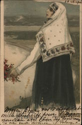 Red Cross "In the mountains" - Russian woman in shawl Postcard Postcard