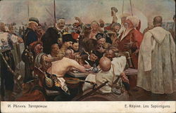 The Cossacks, by Repine Russian Red Cross Postcard Postcard