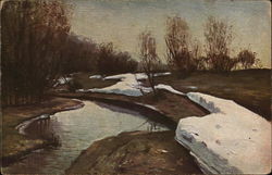 Russian Red Cross A small creek in winter Postcard Postcard