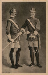 Fencing? Two Uniformed Men Holding Swords Downward with Gloved Hands Postcard Postcard