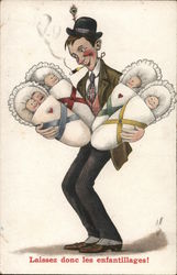 Man carrying babies Postcard