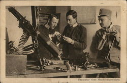 French: Repairing Machine Guns Postcard